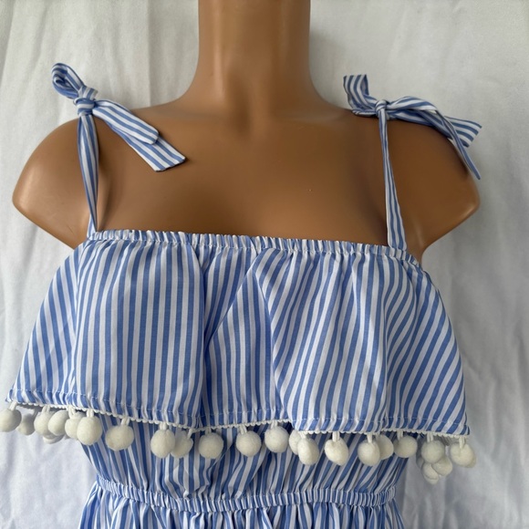 NWT IFFEI Women Striped Straps Sundress Summer Dress Waisted With Tassels size M - Picture 2 of 8